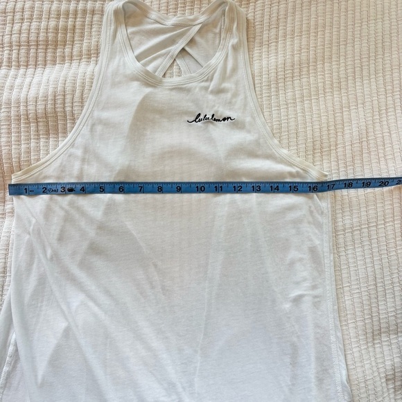 Lululemon All Tied Up White Womens Racerback Tank Top Embroidered Logo Open Back - Picture 7 of 8